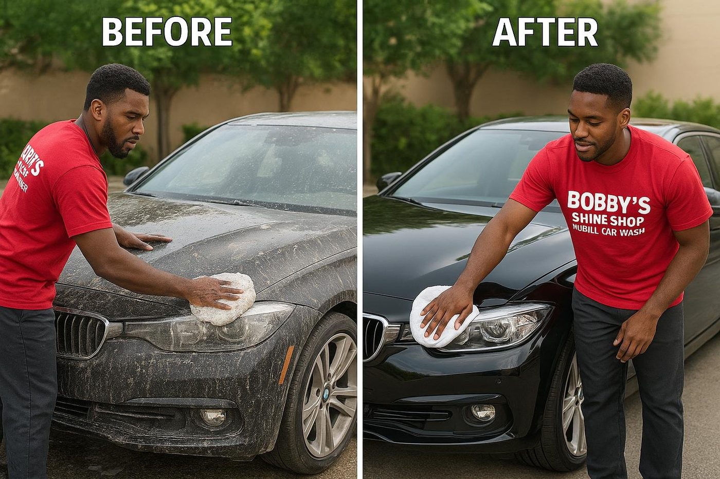 Before and after BMW mobile wash